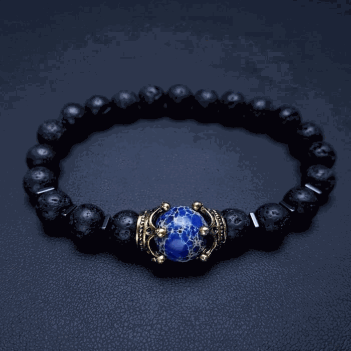 Luxury Blue Tiger Eye Stone and Lava Stones bracelet.