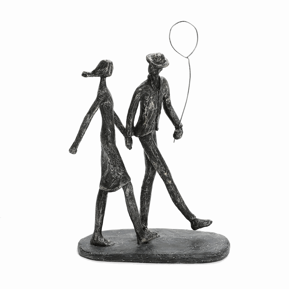 Modern Brown Polyresin Couple Walk Tabletop Home Decor.