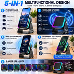 VibeDock compact phone stand speaker with colorful RGB lighting for home office gaming and bedroom