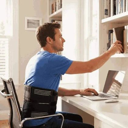 Adjustable lumbar support belt in black for everyday lower back support