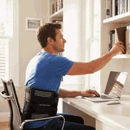 Adjustable lumbar support belt in black for everyday lower back support