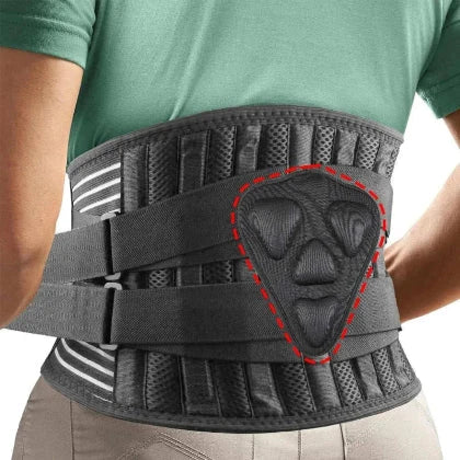 Breathable lumbar back brace with adjustable compression straps