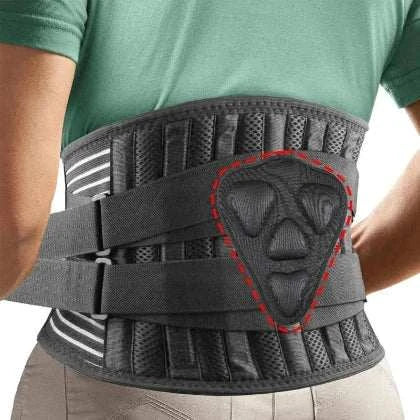 Breathable lumbar back brace with adjustable compression straps