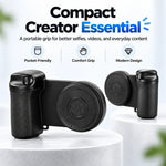 Compact Bluetooth phone camera grip for selfies travel and video recording