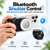 Snap & Glow phone grip with magnetic attachment and wireless shutter