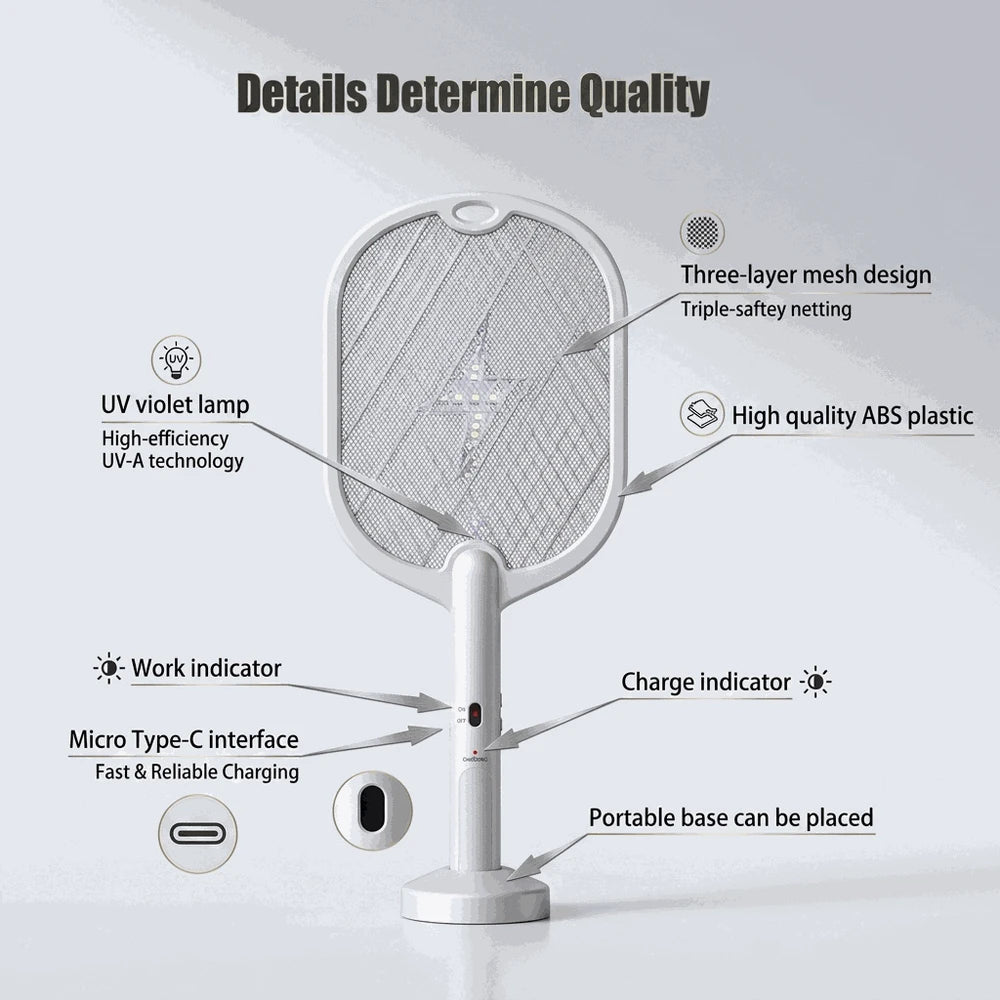 3000V mosquito swatter, electric mosquito swatter, Type-C charging