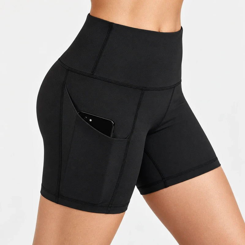 Women’s High-Waisted Biker Shorts with Pockets | Stretch Workout Shorts