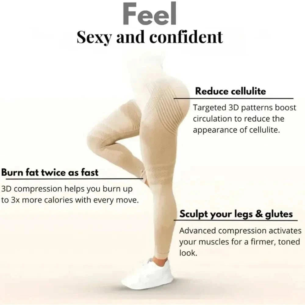 Women’s 3D Textured High-Waisted Scrunch Leggings – Tummy Support Workout & Yoga Pants