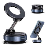 Magnetic Vacuum Suction Phone Holder – Foldable 360° Adjustable Car Mount for MagSafe & Dashboard Use