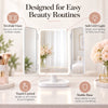 Trifold LED Vanity Mirror with Magnification & Touch Control