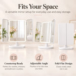 Trifold LED Vanity Mirror with Magnification & Touch Control