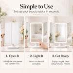 Trifold LED Vanity Mirror with Magnification & Touch Control
