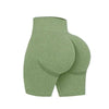 Flexible fit detail of seamless high-waist fitness shorts
