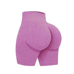 Mid-thigh coverage detail on women’s seamless workout shorts