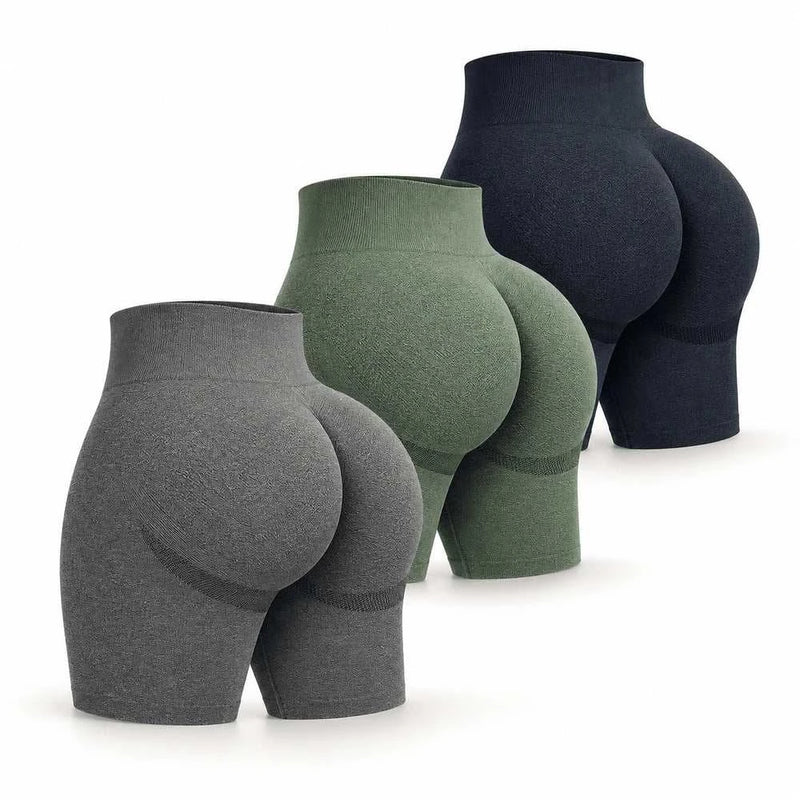 Women’s seamless sculpt workout shorts shown in multiple neutral colors