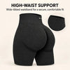 Supportive ribbed high-rise waistband detail on seamless workout shorts