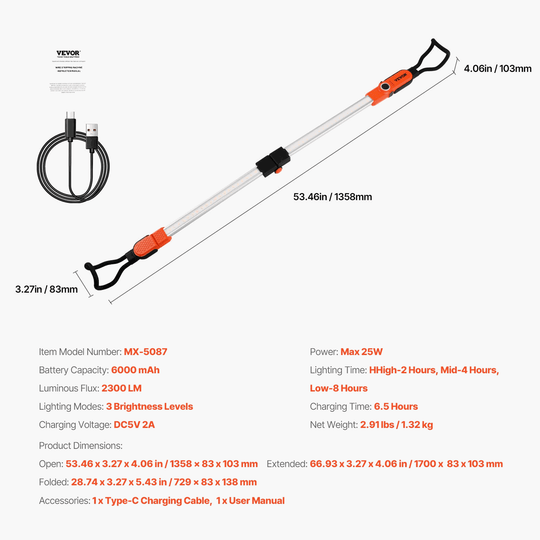 Underhood Work Light 2300LM 6000mAh LED Cordless Work Light Rechargeable Battery