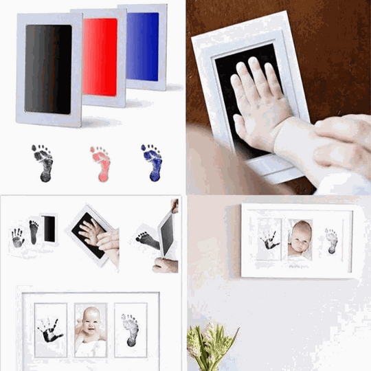 DIY Kit for Souvenir Feet/Handprints on white background Multivariant souvenir hands.