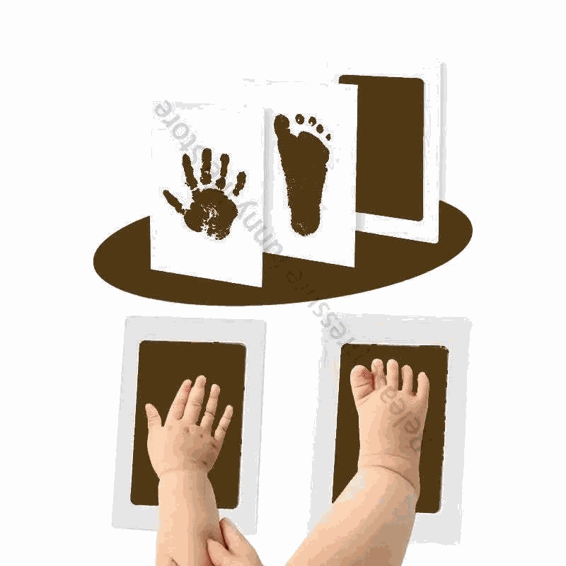DIY Kit for Souvenir Feet/Handprints on white background Multivariant souvenir hands.