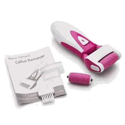 Battery-operated callus remover with accessories on a white background