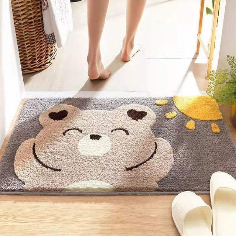 Faux cashmere cartoon floor mat