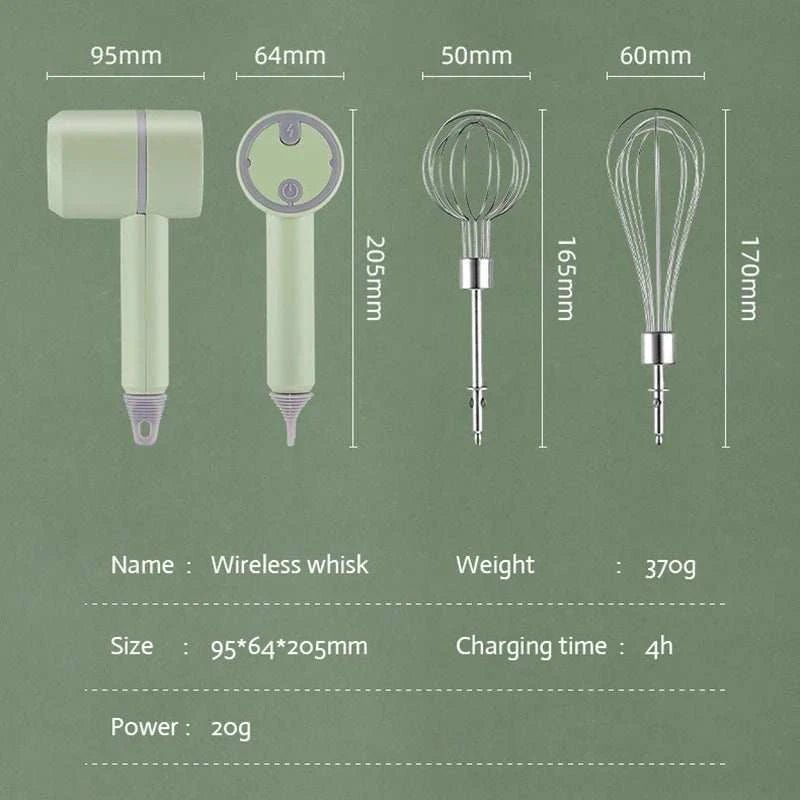 Cordless Hand Mixer – 3-Speed High-Power Portable Kitchen Mixer