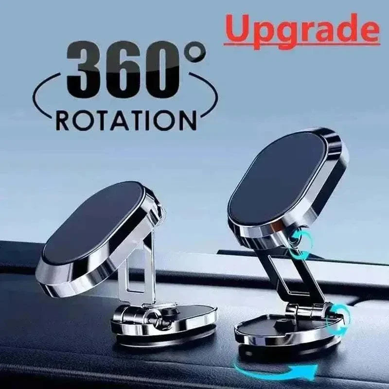 Strong magnet 360-degree rotation phone holder for cars, upgraded folding mount for versatile smartphone positioning.