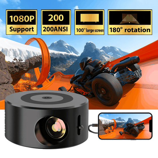 Camera with features highlighted on a background of a toy car racing track.