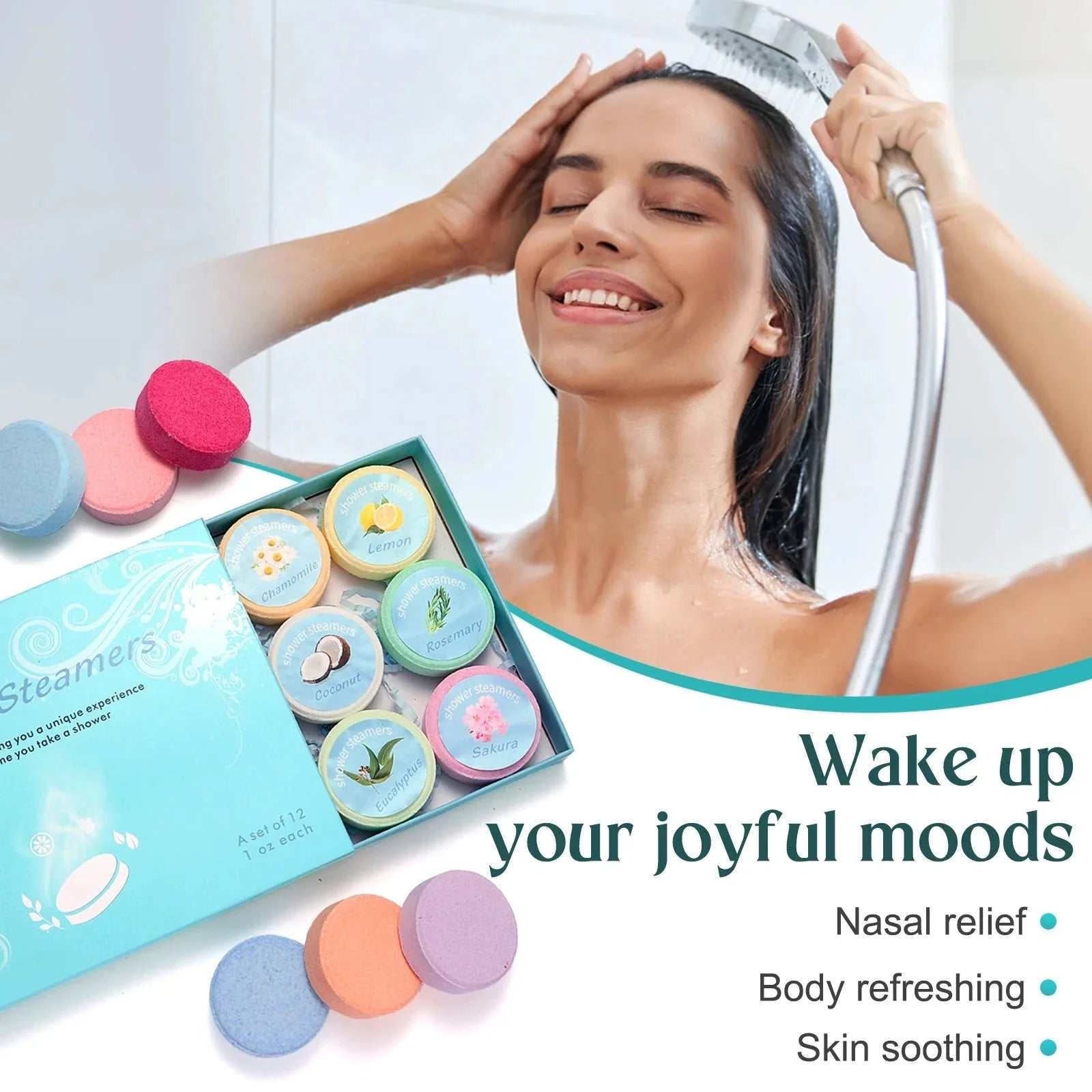 Shower Steamers Aromatherapy - 12 Pack Shower Bombs with Essential Oils Mint Eucalyptus Scent for Shower,.
