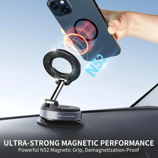 Phone holder with ultra-strong magnetic performance on a car dashboard