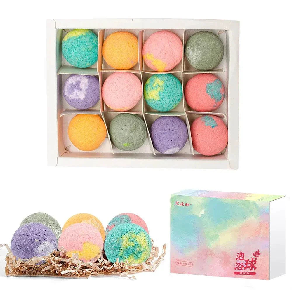 12Pcs/Set Bubble Small Bath Bombs Body Stress Relief Exfoliating Moisturizing Fragrances Aromatherapy SPA Salt Ball Skin Care.