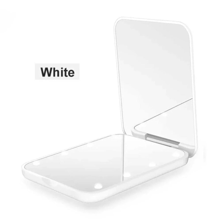 White compact mirror on a white background with 'White' label.