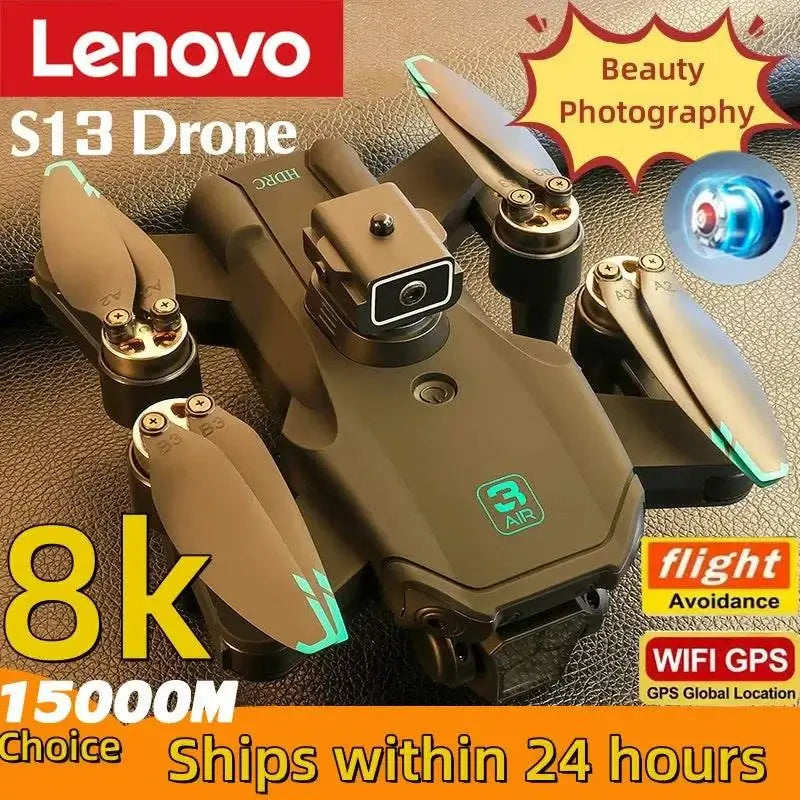 Lenovo S13 Pro Max Drone 8K Profesional HD Camera Brushless Obstacle Avoidance Aerial Optical Foldable Quadcopter Toy RC 15000M.