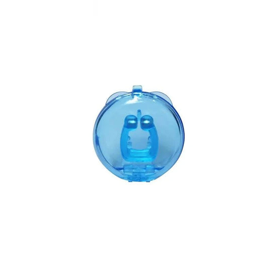 Blue transparent ball with a cartoon character on a white background