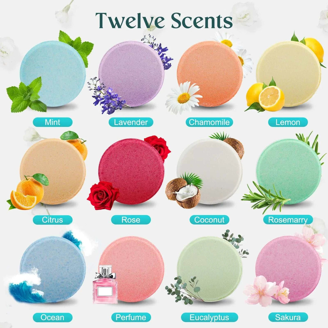 Shower Steamers Aromatherapy - 12 Pack Shower Bombs with Essential Oils Mint Eucalyptus Scent for Shower,.