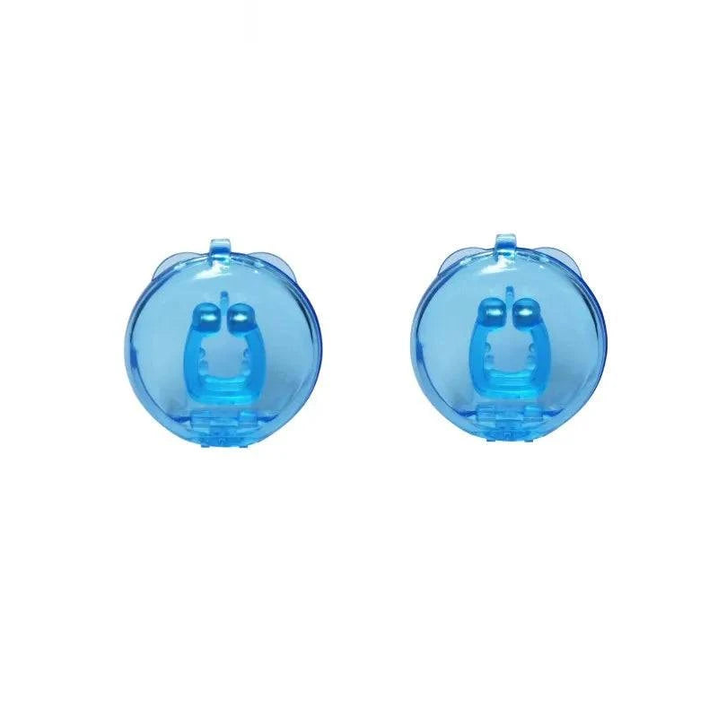 Two blue transparent containers with a lid on a white background