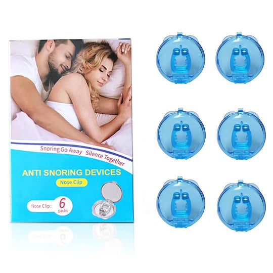 Anti-snoring devices with packaging showing a couple and text &