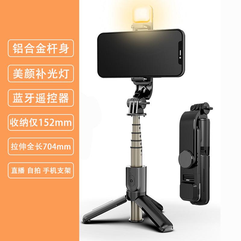 Phone holder with light and remote control on a white background