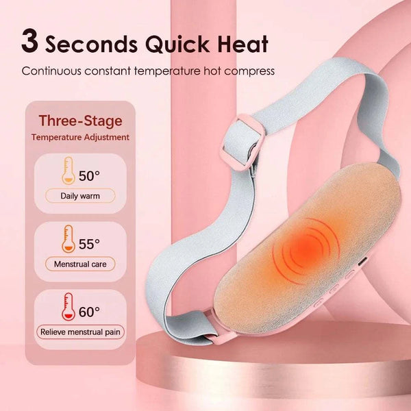 Hot compress with temperature adjustment features on a pink background